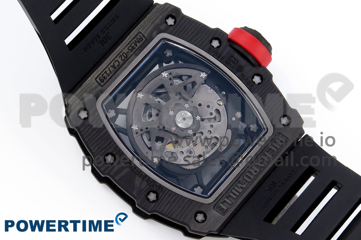 RM035 BLACK CARBON SONIC BEST EDITION SKELETON DIAL ON BLACK RUBBER STRAP CLONE RMUL2 - Image 9
