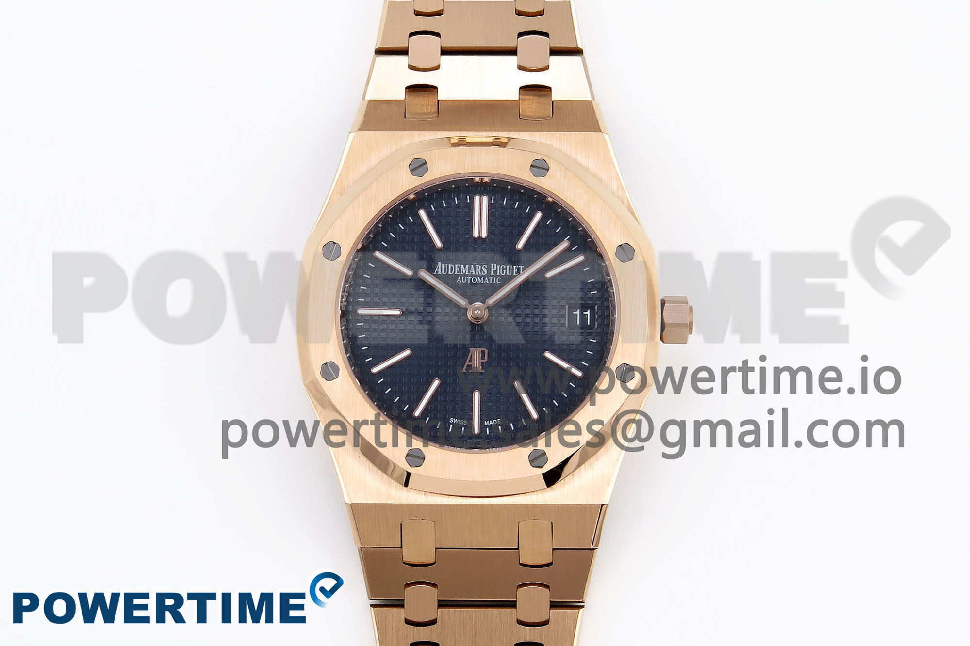 IMG_0071 ROYAL OAK 39MM 15202 RG IPF 1:1 BEST EDITION BLUE TEXTURED DIAL ON RG BRACELET A2121 - Image 1