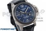 PAM1279 X LUMINOR GMT 42MM TITANIUM VSF 1:1 BEST EDITION BLUE DIAL ON BLACK LEATHER STRAP P.9011 SUPER CLONE - Image 2