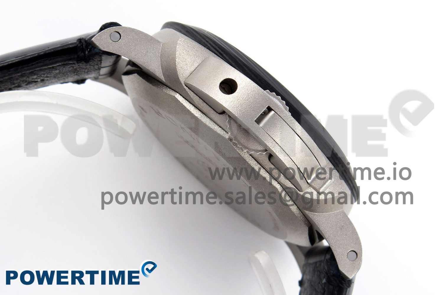 PAM1279 X LUMINOR GMT 42MM TITANIUM VSF 1:1 BEST EDITION BLUE DIAL ON BLACK LEATHER STRAP P.9011 SUPER CLONE - Image 6