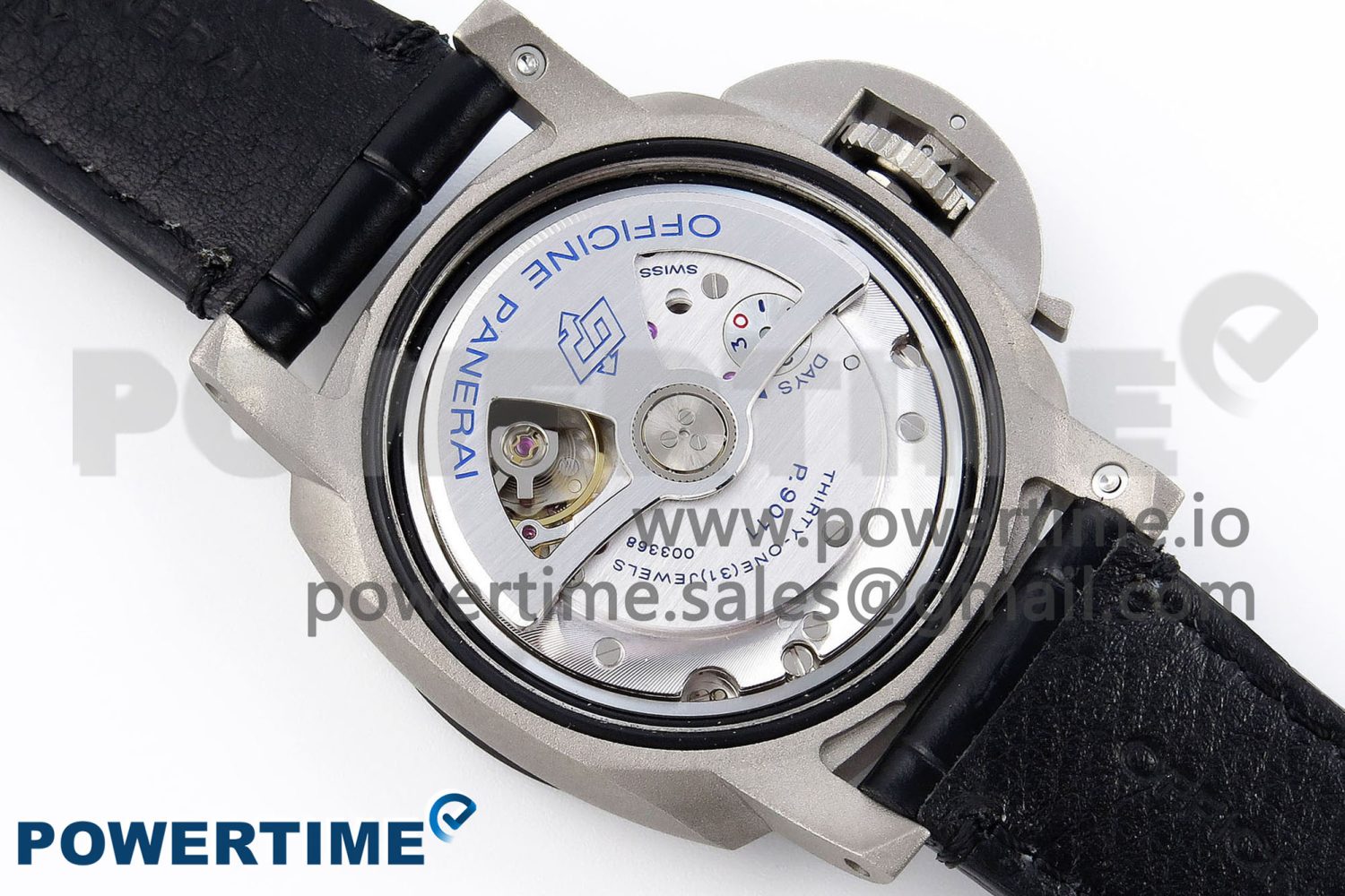 PAM1279 X LUMINOR GMT 42MM TITANIUM VSF 1:1 BEST EDITION BLUE DIAL ON BLACK LEATHER STRAP P.9011 SUPER CLONE - Image 10