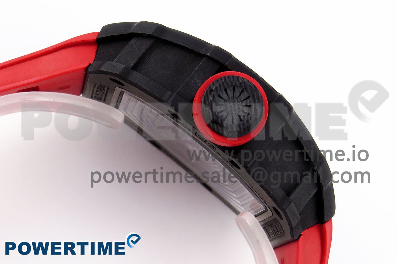 RM035 BLACK CARBON SONIC BEST EDITION SKELETON DIAL ON RED RUBBER STRAP CLONE RMUL2 - Image 6