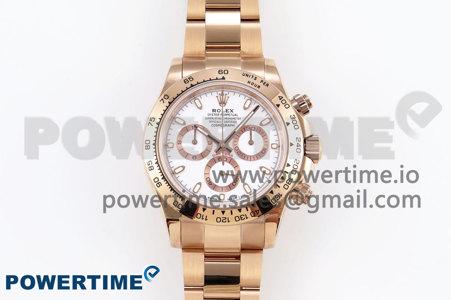 Daytona 116505 RG OMF Best Edition White Dial on RG Bracelet A7750 (Slim Movement) - Image 1