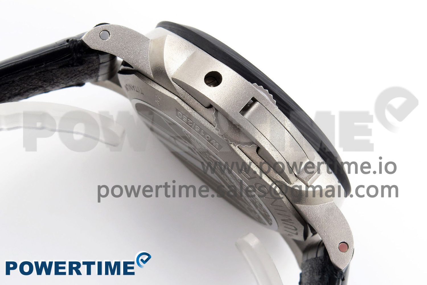 PAM1096 W LUMINOR GMT 42MM TITANIUM VSF 1:1 BEST EDITION BLACK DIAL ON BLACK LEATHER STRAP P.9011 SUPER CLONE - Image 6