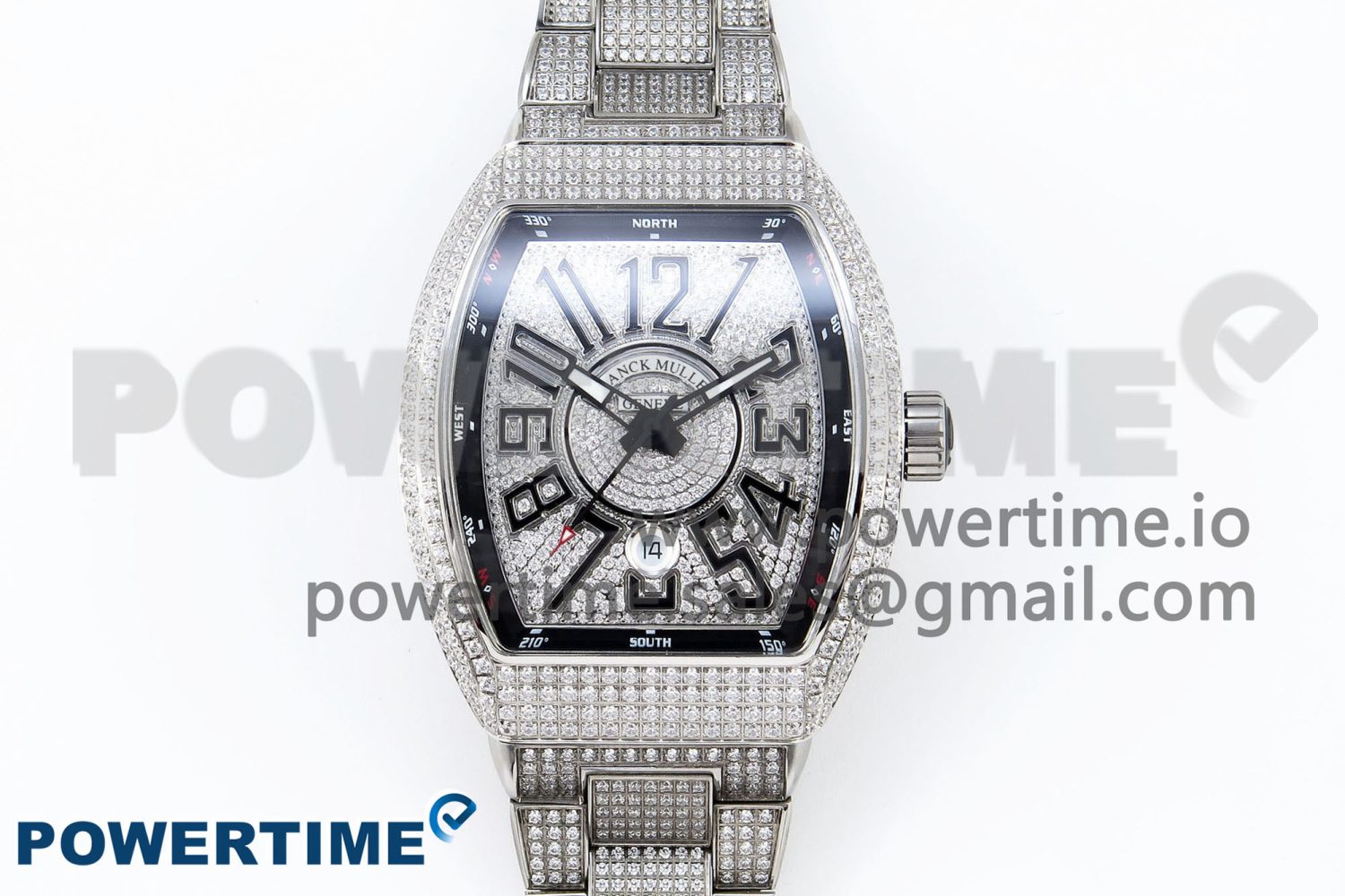 VANGUARD SS FULL DIAMONDS ABF BEST EDITION DIAMONDS BLACK DIAL ON DIAMONDS BRACELET A2824 - Image 1