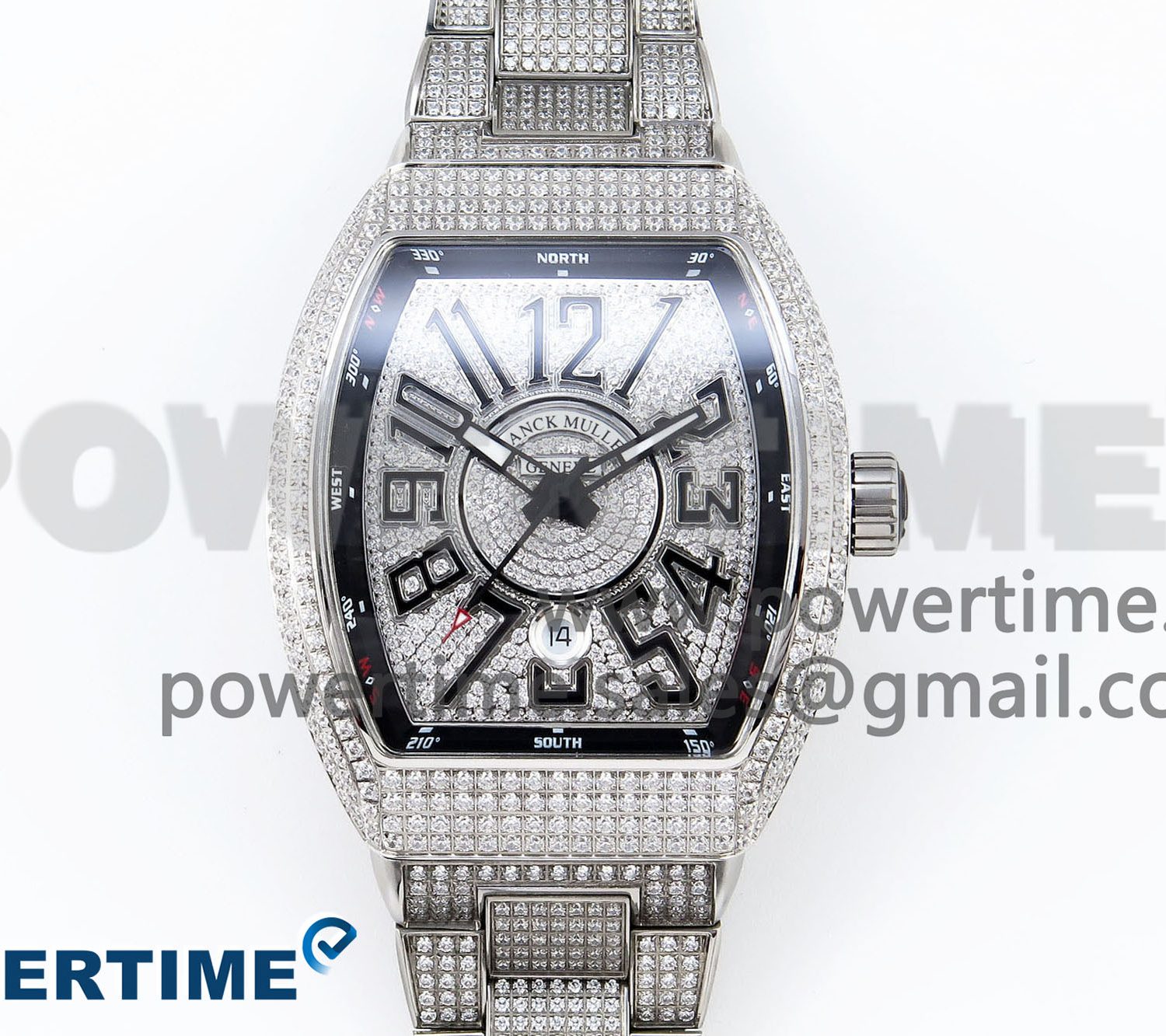 VANGUARD SS FULL DIAMONDS ABF BEST EDITION DIAMONDS BLACK DIAL ON DIAMONDS BRACELET A2824