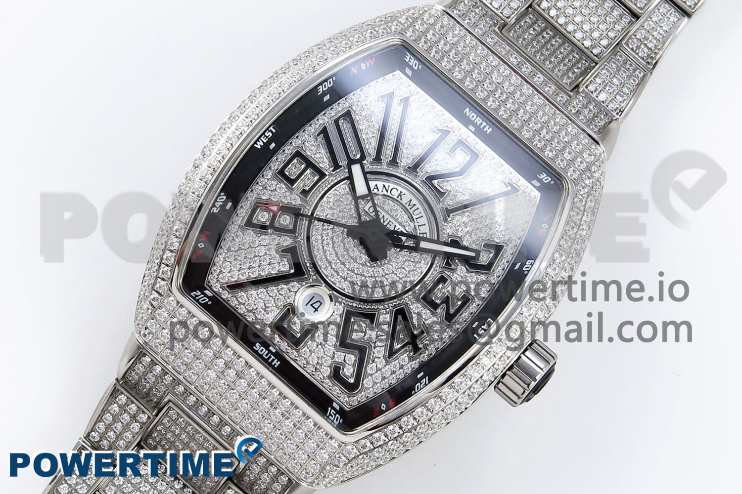 VANGUARD SS FULL DIAMONDS ABF BEST EDITION DIAMONDS BLACK DIAL ON DIAMONDS BRACELET A2824 - Image 2