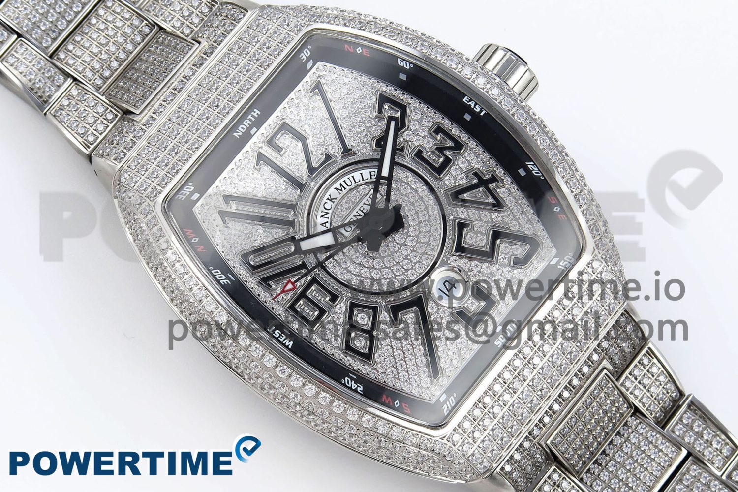 VANGUARD SS FULL DIAMONDS ABF BEST EDITION DIAMONDS BLACK DIAL ON DIAMONDS BRACELET A2824 - Image 3