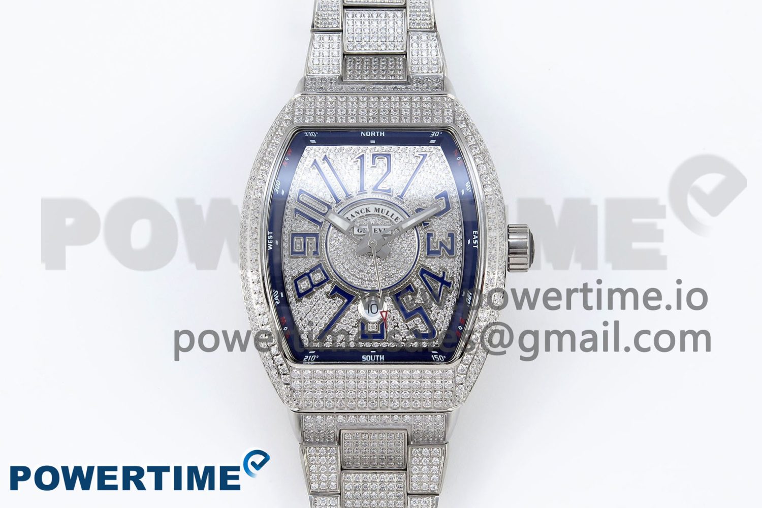 VANGUARD SS FULL DIAMONDS ABF BEST EDITION DIAMONDS BLUE DIAL ON DIAMONDS BRACELET A2824 - Image 1