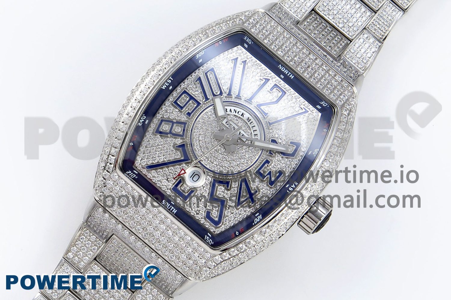 VANGUARD SS FULL DIAMONDS ABF BEST EDITION DIAMONDS BLUE DIAL ON DIAMONDS BRACELET A2824 - Image 2