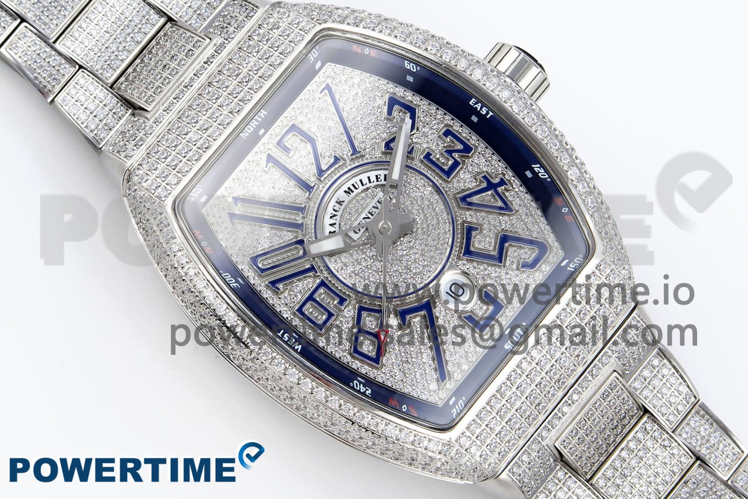 VANGUARD SS FULL DIAMONDS ABF BEST EDITION DIAMONDS BLUE DIAL ON DIAMONDS BRACELET A2824 - Image 3