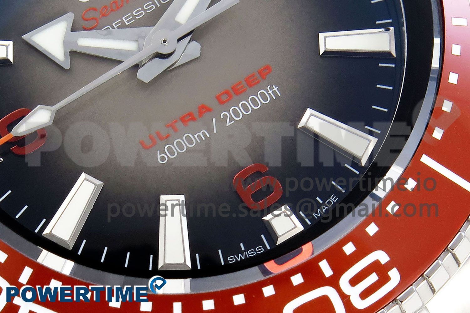 Seamaster 6000M Ultra Deep SS TF 1:1 Best Edition Gray Dial Orange Ceramic Bezel on SS Bracelet A2824 - Image 5