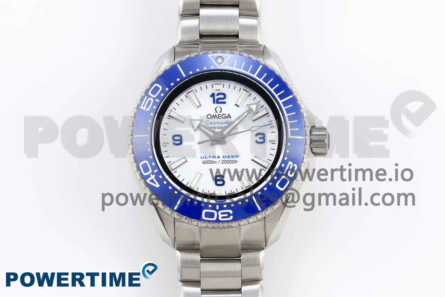 Seamaster 6000M Ultra Deep SS TF 1:1 Best Edition White Dial Blue Ceramic Bezel on SS Bracelet A2824 - Image 1