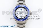 Seamaster 6000M Ultra Deep SS TF 1:1 Best Edition White Dial Blue Ceramic Bezel on SS Bracelet A2824