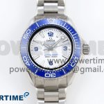 Seamaster 6000M Ultra Deep SS TF 1:1 Best Edition White Dial Blue Ceramic Bezel on SS Bracelet A2824