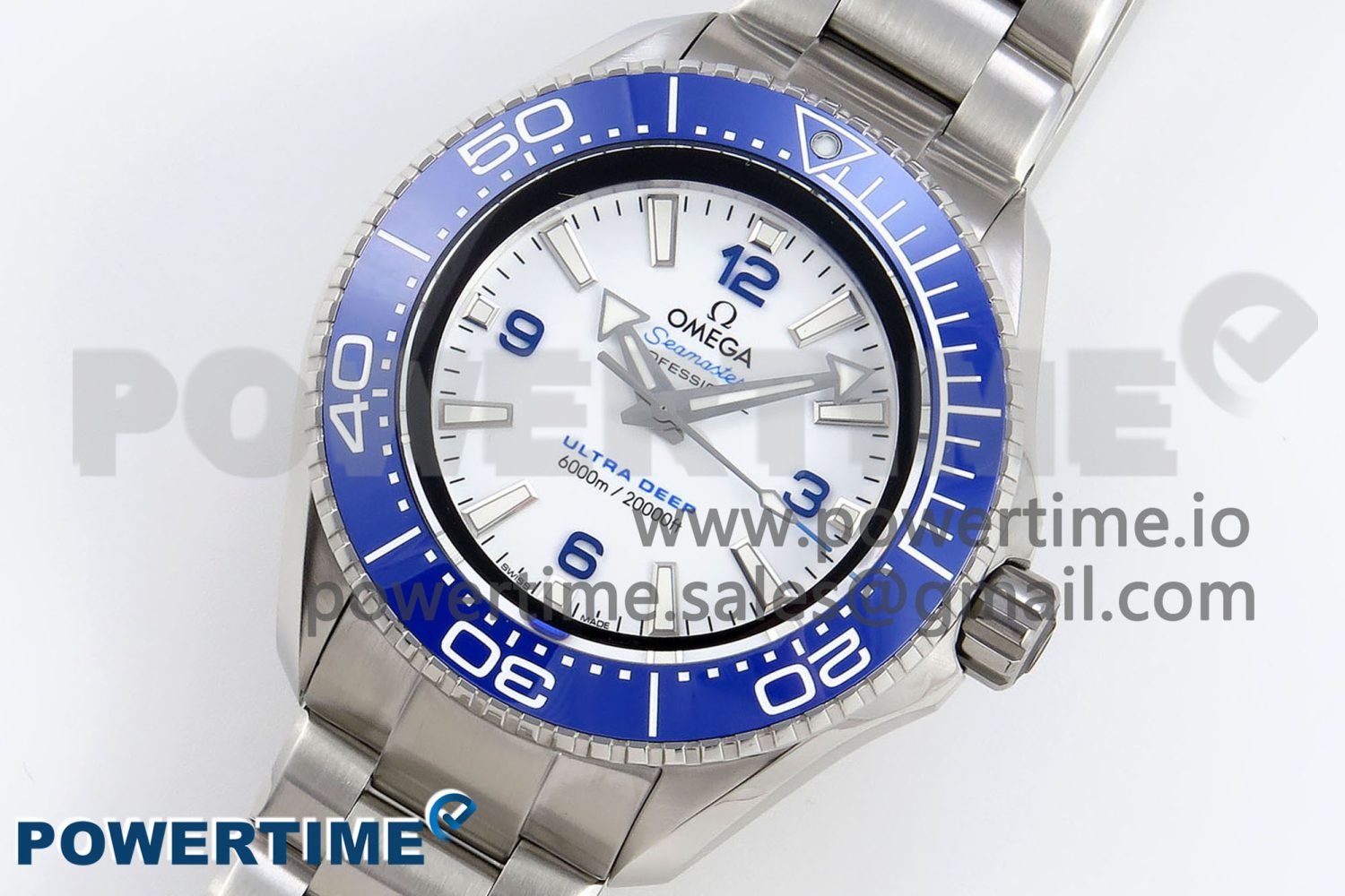 Seamaster 6000M Ultra Deep SS TF 1:1 Best Edition White Dial Blue Ceramic Bezel on SS Bracelet A2824 - Image 2