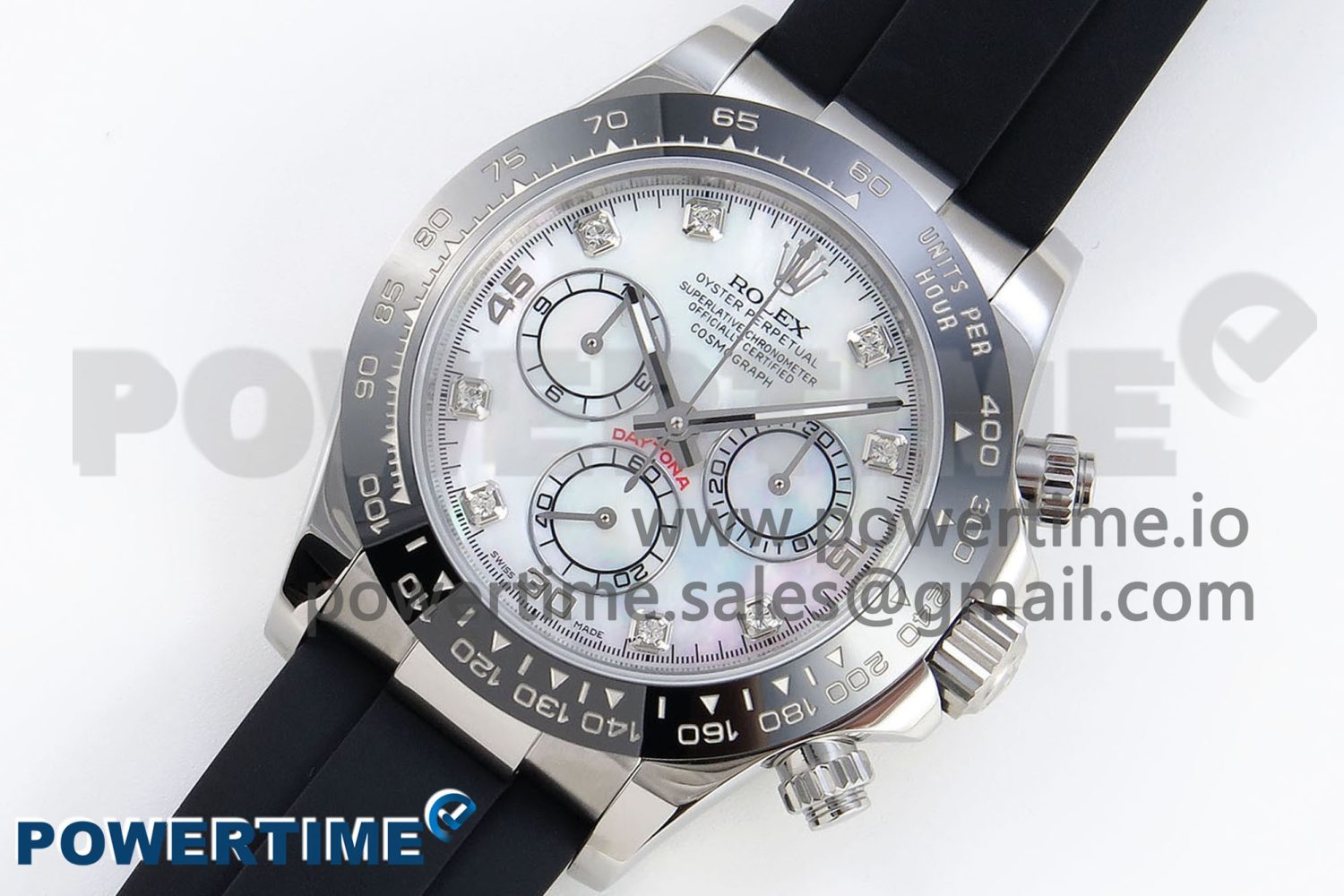 Daytona 116519 SS OMF Best Edition White MOP Diamonds Dial on Oysterflex Strap A7750 (Slim Movement) - Image 2