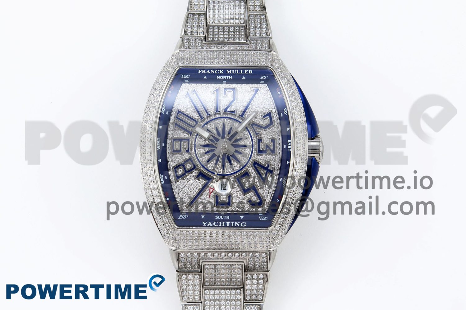 VANGUARD SS BLUE FULL DIAMONDS ABF BEST EDITION DIAMONDS BLUE DIAL ON DIAMONDS BRACELET A2824 - Image 1
