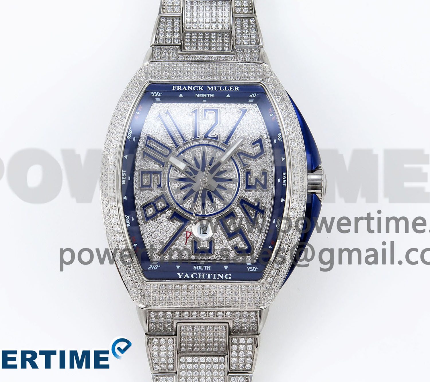 VANGUARD SS BLUE FULL DIAMONDS ABF BEST EDITION DIAMONDS BLUE DIAL ON DIAMONDS BRACELET A2824