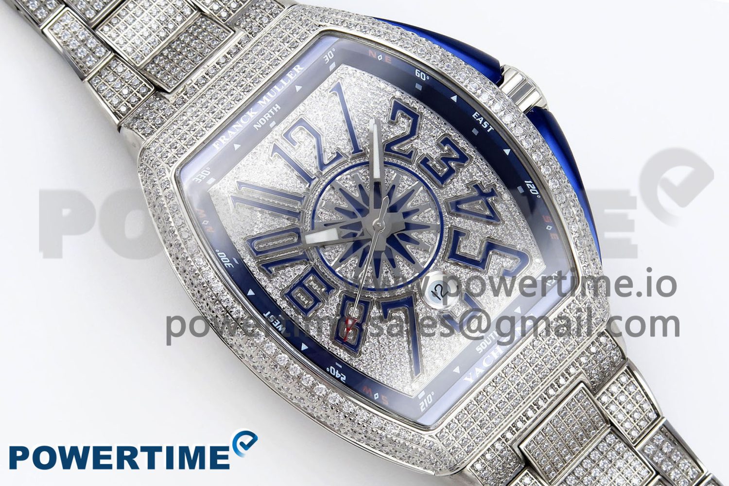 VANGUARD SS BLUE FULL DIAMONDS ABF BEST EDITION DIAMONDS BLUE DIAL ON DIAMONDS BRACELET A2824 - Image 3