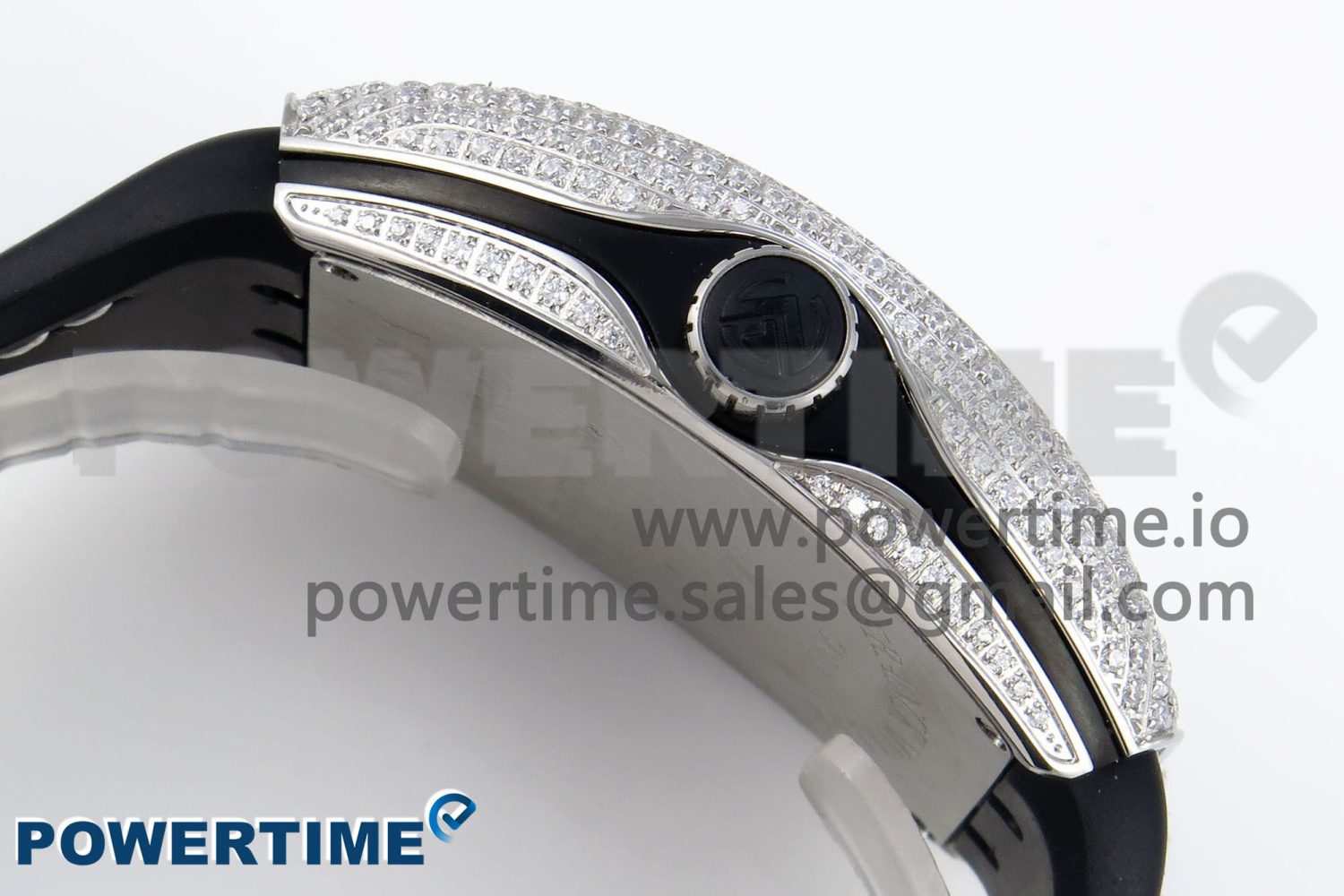 #FR2NCK Muller Vanguard SS Full Diamonds ABF Best Edition White Dial on Black Rubber Strap A2824 - Image 6
