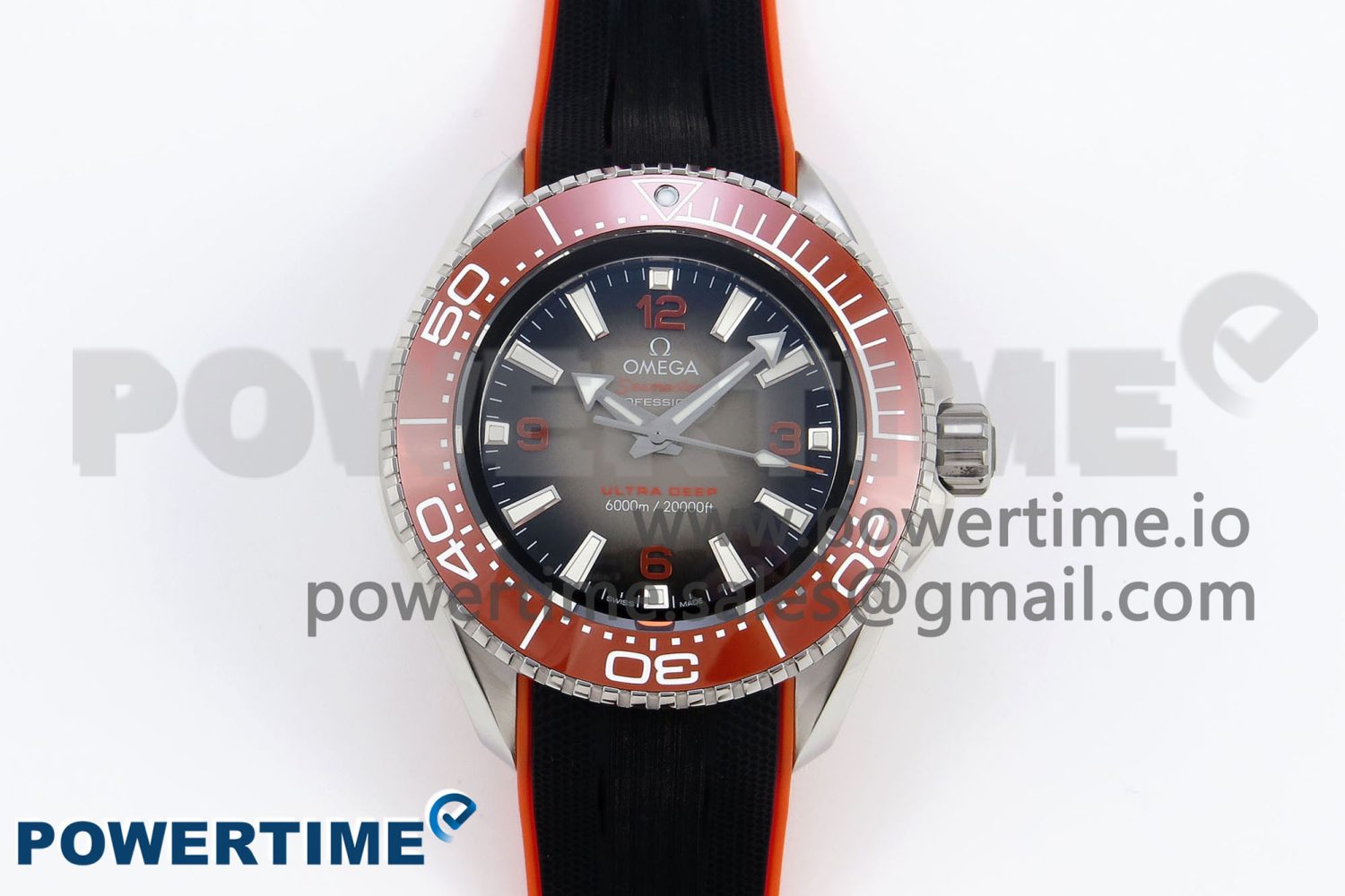 Seamaster 6000M Ultra Deep SS TF 1:1 Best Edition Gray Dial Orange Ceramic Bezel on Black Rubber Strap A2824 - Image 1
