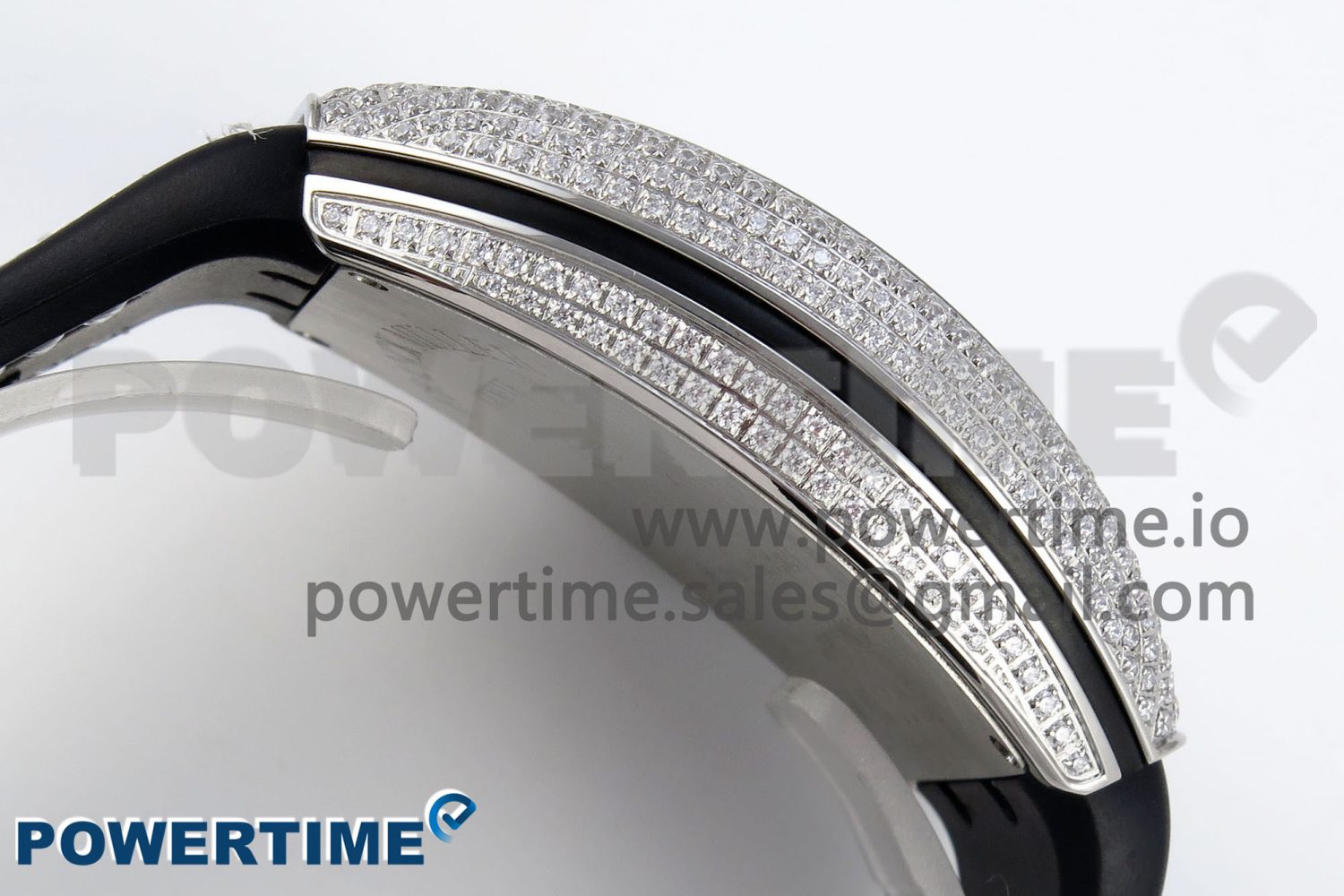 #FR2NCK Muller Vanguard SS Full Diamonds ABF Best Edition White Dial on Black Rubber Strap A2824 - Image 7