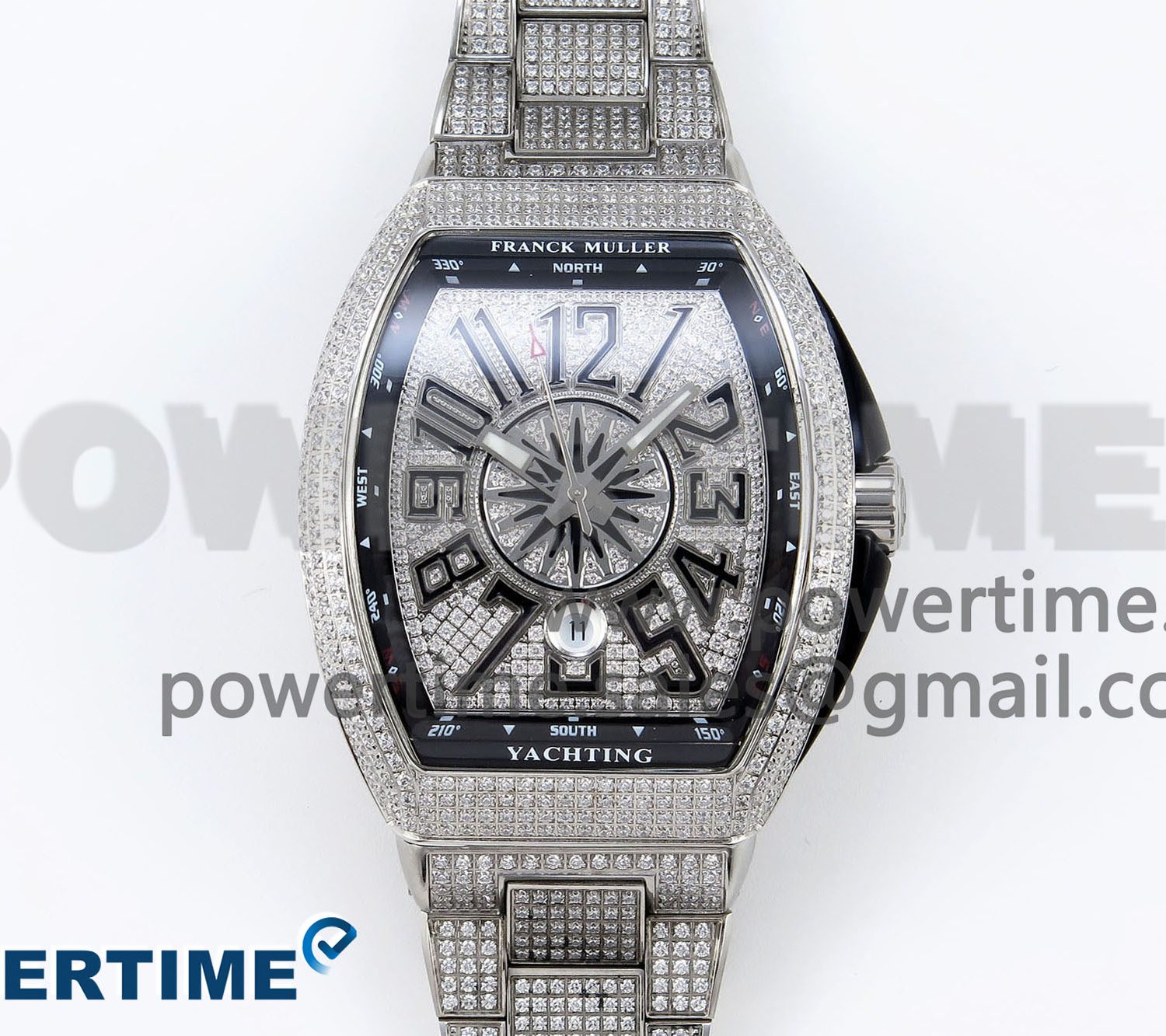VANGUARD SS BLACK FULL DIAMONDS ABF BEST EDITION DIAMONDS BLUE DIAL ON DIAMONDS BRACELET A2824