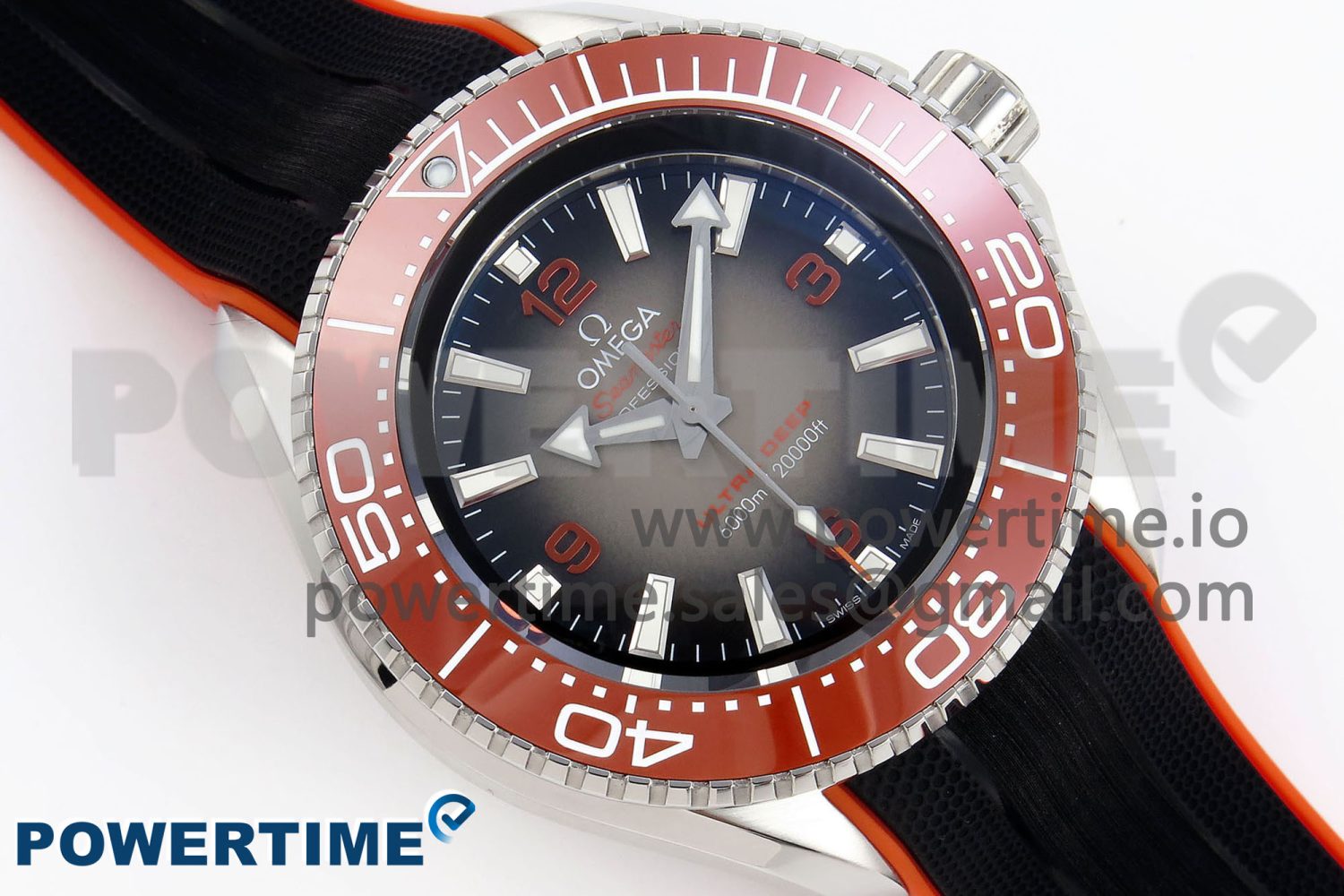 Seamaster 6000M Ultra Deep SS TF 1:1 Best Edition Gray Dial Orange Ceramic Bezel on Black Rubber Strap A2824 - Image 3