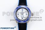 Seamaster 6000M Ultra Deep SS TF 1:1 Best Edition White Dial Blue Ceramic Bezel on Black Rubber Strap A2824