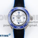 Seamaster 6000M Ultra Deep SS TF 1:1 Best Edition White Dial Blue Ceramic Bezel on Black Rubber Strap A2824