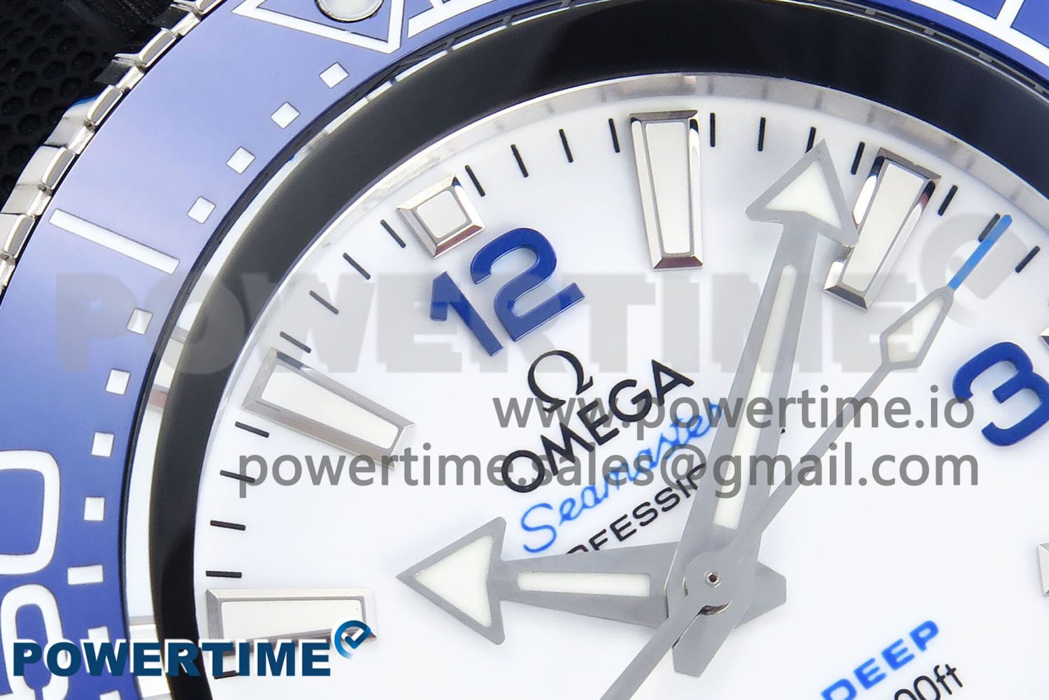 Seamaster 6000M Ultra Deep SS TF 1:1 Best Edition White Dial Blue Ceramic Bezel on Black Rubber Strap A2824 - Image 4