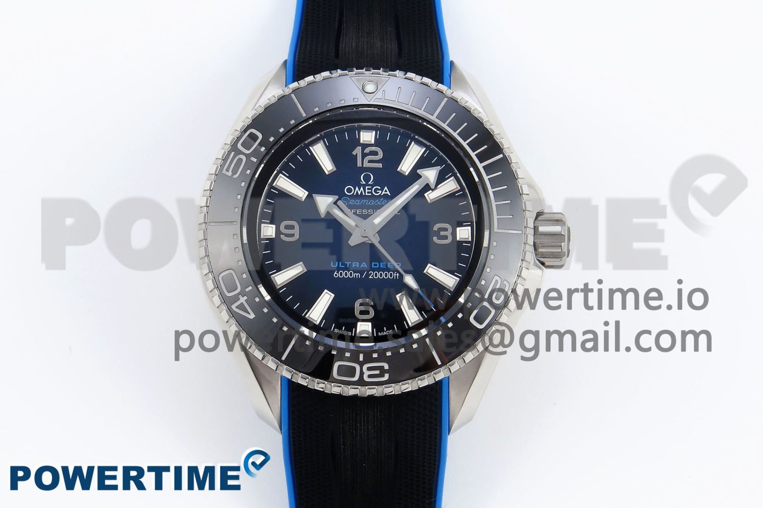 Seamaster 6000M Ultra Deep SS TF 1:1 Best Edition Blue Dial Black Ceramic Bezel on Black Rubber Strap A2824 - Image 1