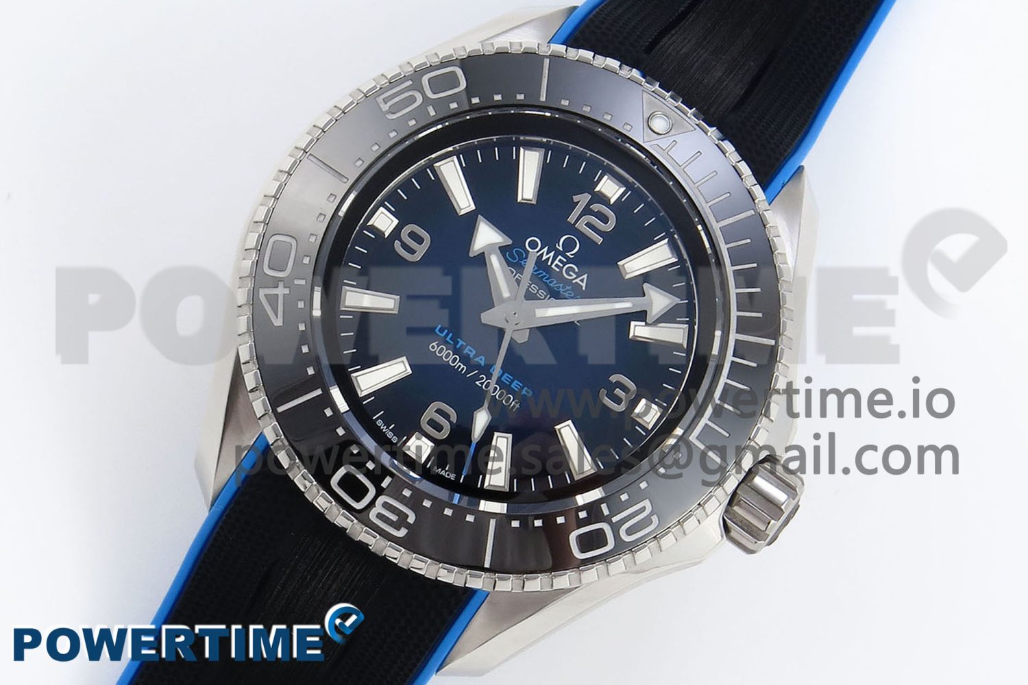 Seamaster 6000M Ultra Deep SS TF 1:1 Best Edition Blue Dial Black Ceramic Bezel on Black Rubber Strap A2824 - Image 2