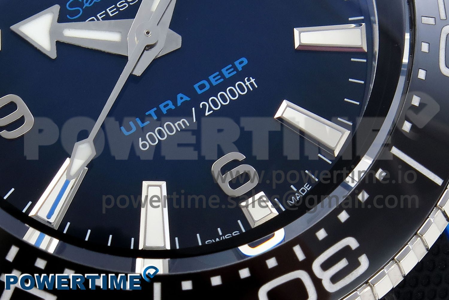 Seamaster 6000M Ultra Deep SS TF 1:1 Best Edition Blue Dial Black Ceramic Bezel on Black Rubber Strap A2824 - Image 5