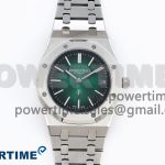 ROYAL OAK 39MM 15202 SS IPF 1:1 BEST EDITION GREEN/BLACK DIAL ON SS BRACELET A2121