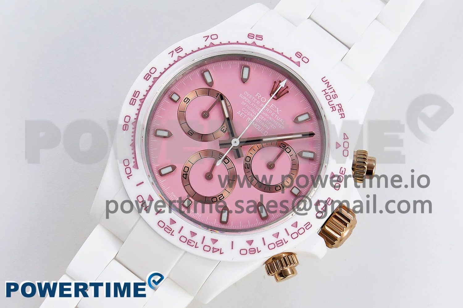 Daytona AET White Ceramic Case and Bracelet Pink Dial Noob Best Edition SA4130 - Image 2