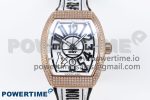#FR2NCK Muller Vanguard RG Full Diamonds ABF Best Edition White Dial on White Rubber Strap A2824