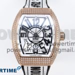 #FR2NCK Muller Vanguard RG Full Diamonds ABF Best Edition White Dial on White Rubber Strap A2824