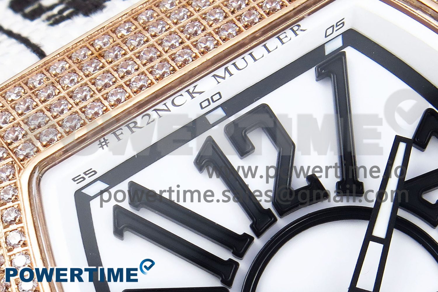 #FR2NCK Muller Vanguard RG Full Diamonds ABF Best Edition White Dial on White Rubber Strap A2824 - Image 4