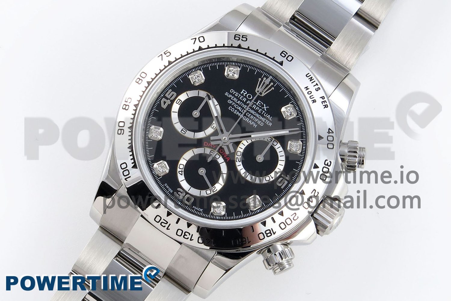 Daytona 116509 SS OMF Best Edition Black Diamonds Dial on SS Bracelet A7750 (Slim Movement) - Image 2