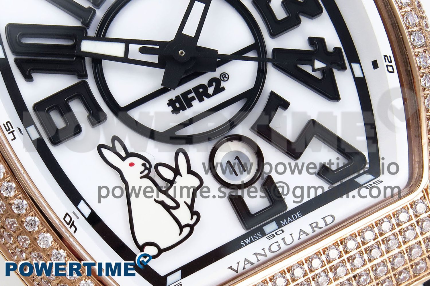 #FR2NCK Muller Vanguard RG Full Diamonds ABF Best Edition White Dial on White Rubber Strap A2824 - Image 5