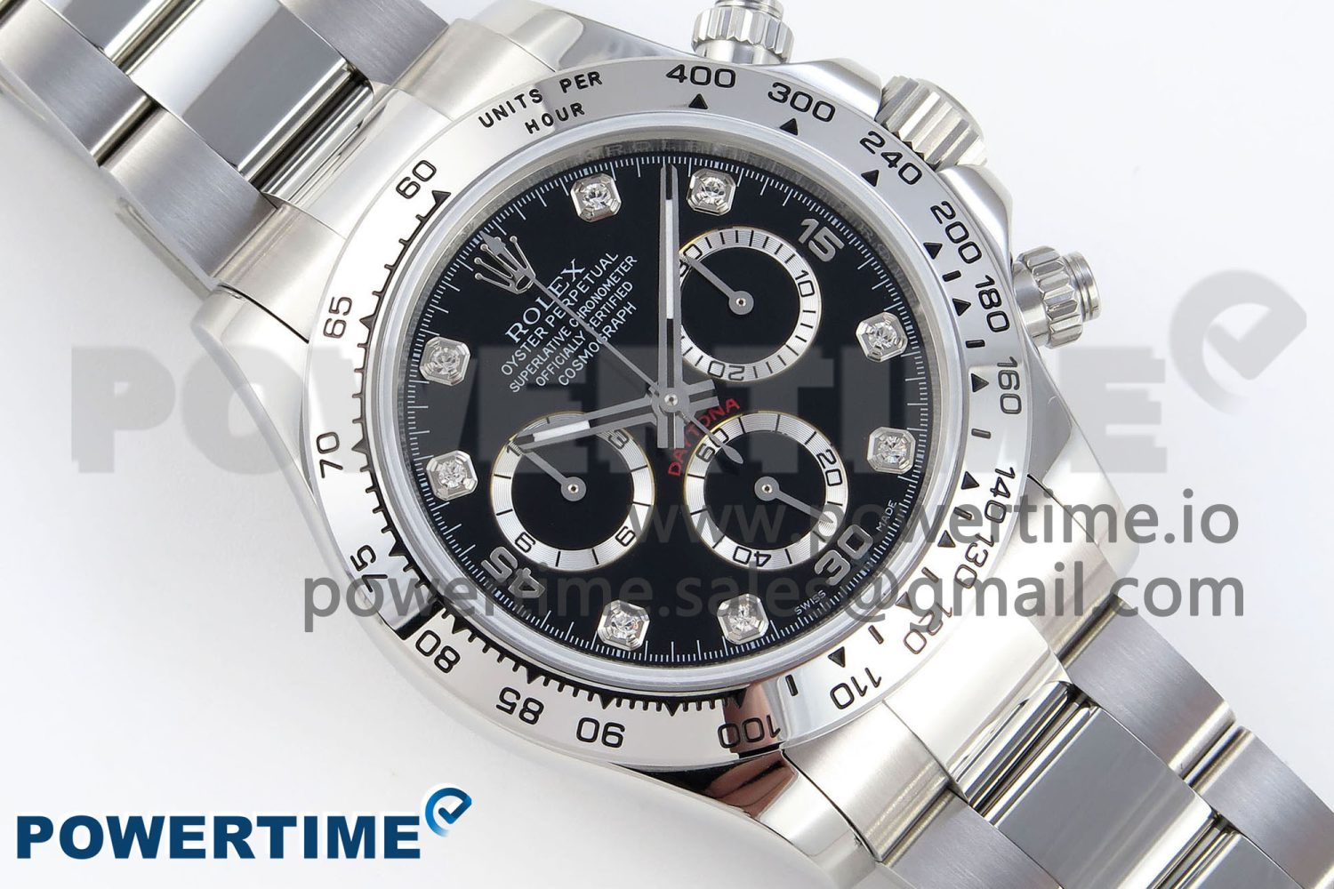 Daytona 116509 SS OMF Best Edition Black Diamonds Dial on SS Bracelet A7750 (Slim Movement) - Image 3