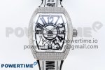 #FR2NCK Muller Vanguard SS Full Diamonds ABF Best Edition White Dial on Black Rubber Strap A2824