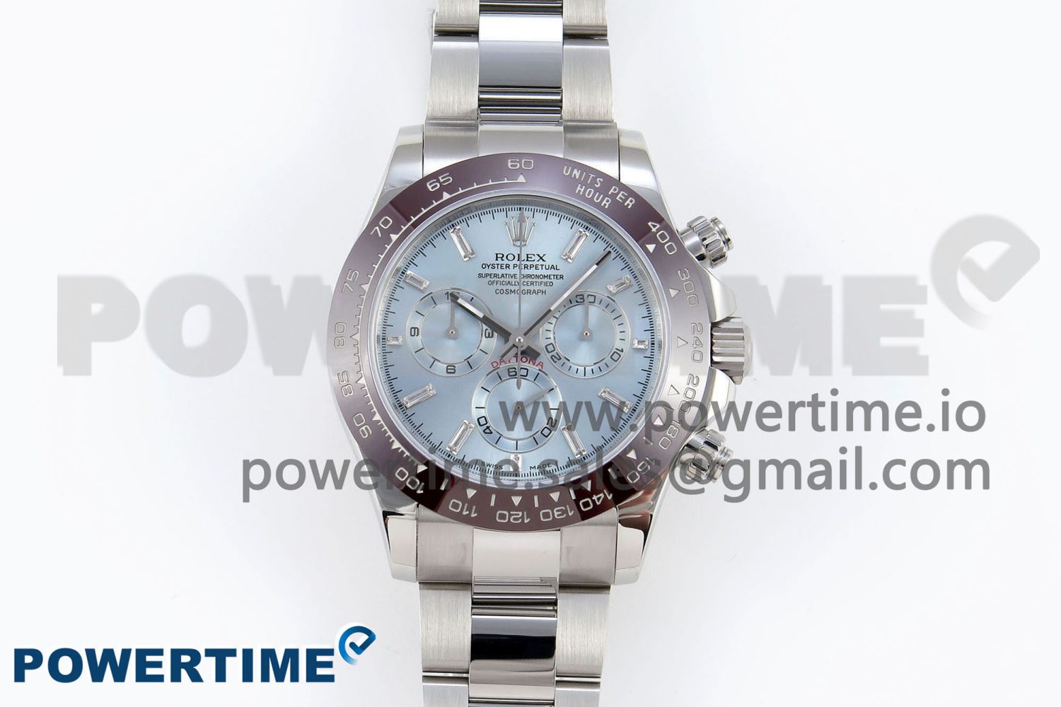 Daytona 116506 SS OMF Best Edition Ice Blue Crystal Dial on SS Bracelet A7750 (Slim Movement) - Image 1