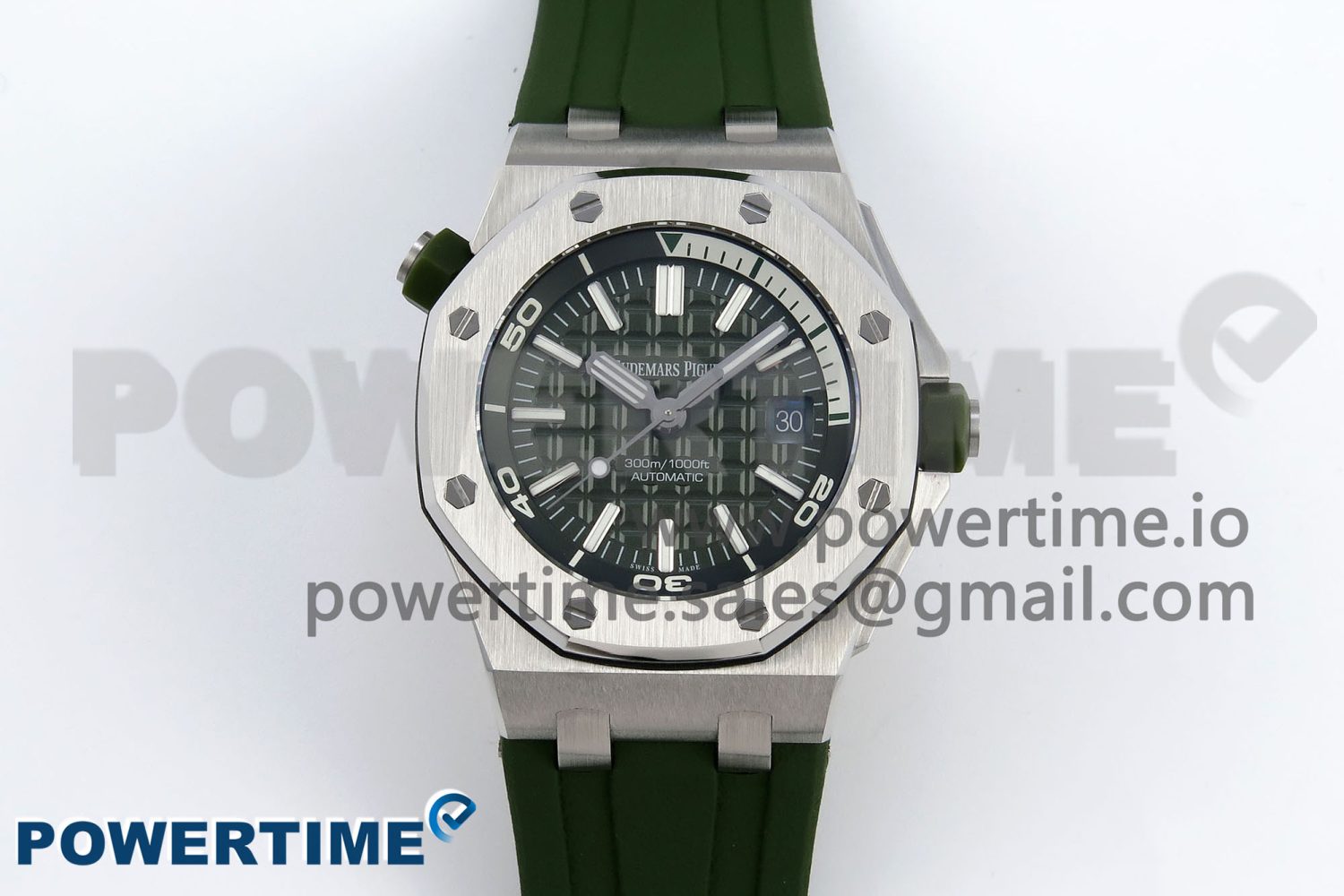ROYAL OAK OFFSHORE DIVER 15710 IPF 1:1 BEST EDITION GREEN DIAL ON GREEN RUBBER STRAP SA3120 SUPER CLONE - Image 1