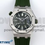 ROYAL OAK OFFSHORE DIVER 15710 IPF 1:1 BEST EDITION GREEN DIAL ON GREEN RUBBER STRAP SA3120 SUPER CLONE