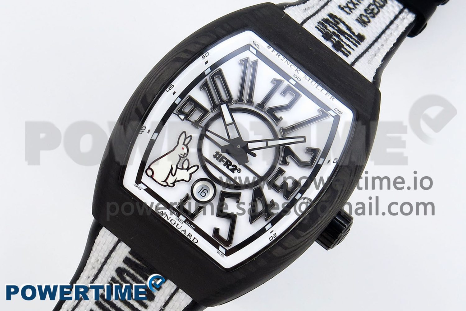 #FR2NCK Muller Vanguard Carbon ABF Best Edition White Dial on Black Rubber Strap A2824 - Image 2