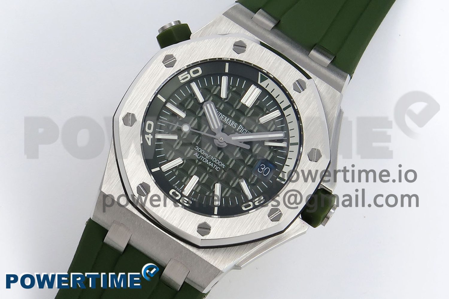 ROYAL OAK OFFSHORE DIVER 15710 IPF 1:1 BEST EDITION GREEN DIAL ON GREEN RUBBER STRAP SA3120 SUPER CLONE - Image 2
