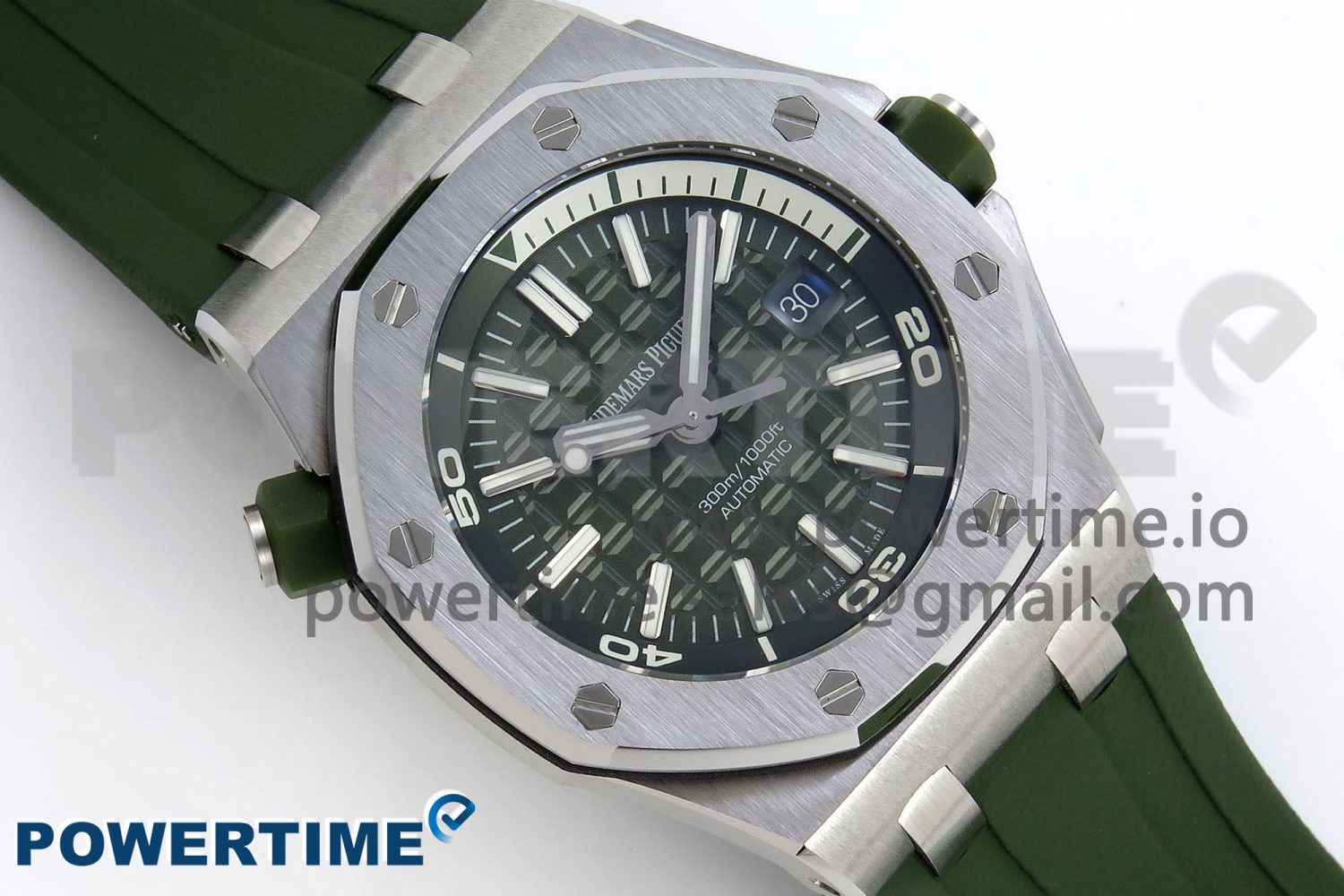 ROYAL OAK OFFSHORE DIVER 15710 IPF 1:1 BEST EDITION GREEN DIAL ON GREEN RUBBER STRAP SA3120 SUPER CLONE - Image 3